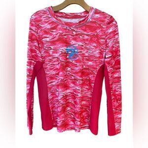 Gillz Sz M Pink Swirl Long Sleeve UV Fabric Athleisure Sporty Fishing T-Shirt